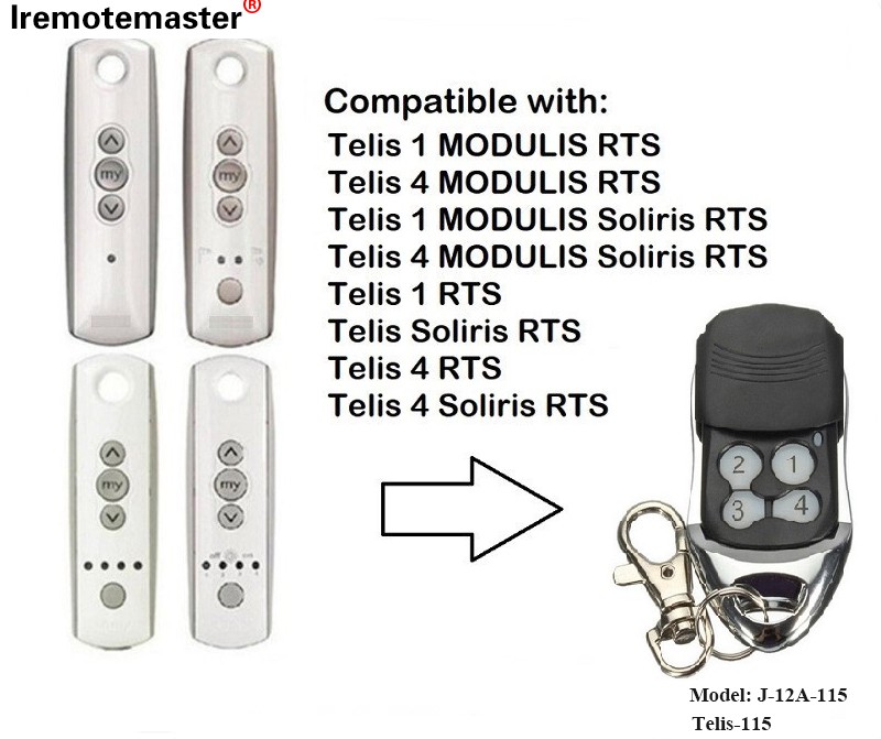 Loogu talagalay Telis 1 RTS Telis Soliris RTS 4 RTS Garage albaabka Kontroolka fog ee 433.42MHz